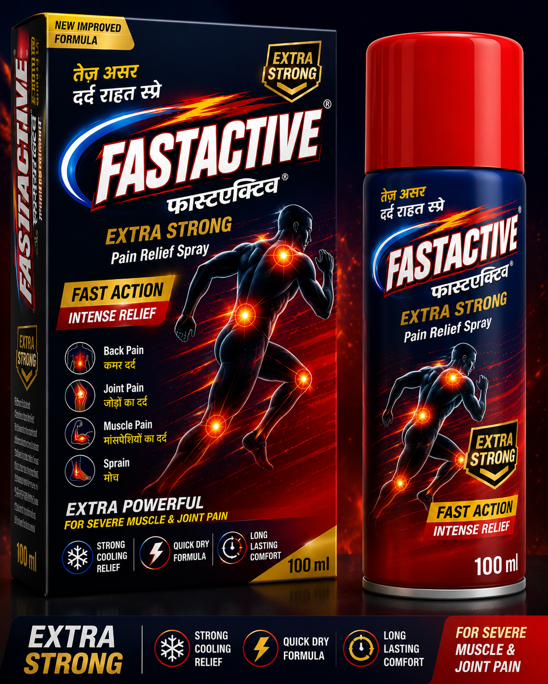 Fastactive® Extra Strong Pain Relief Spray — 100 ml