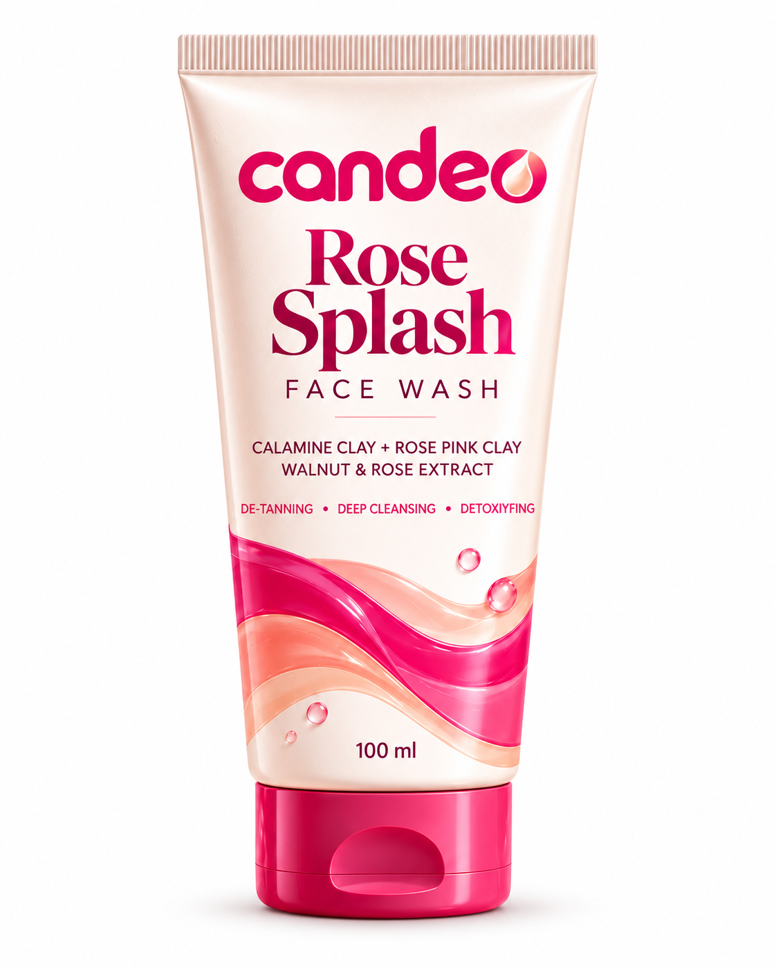 Candeo Rose Splash Face Wash with Calamine Clay, Rose Pink Clay, Walnut & Rose Extract (100 ml)