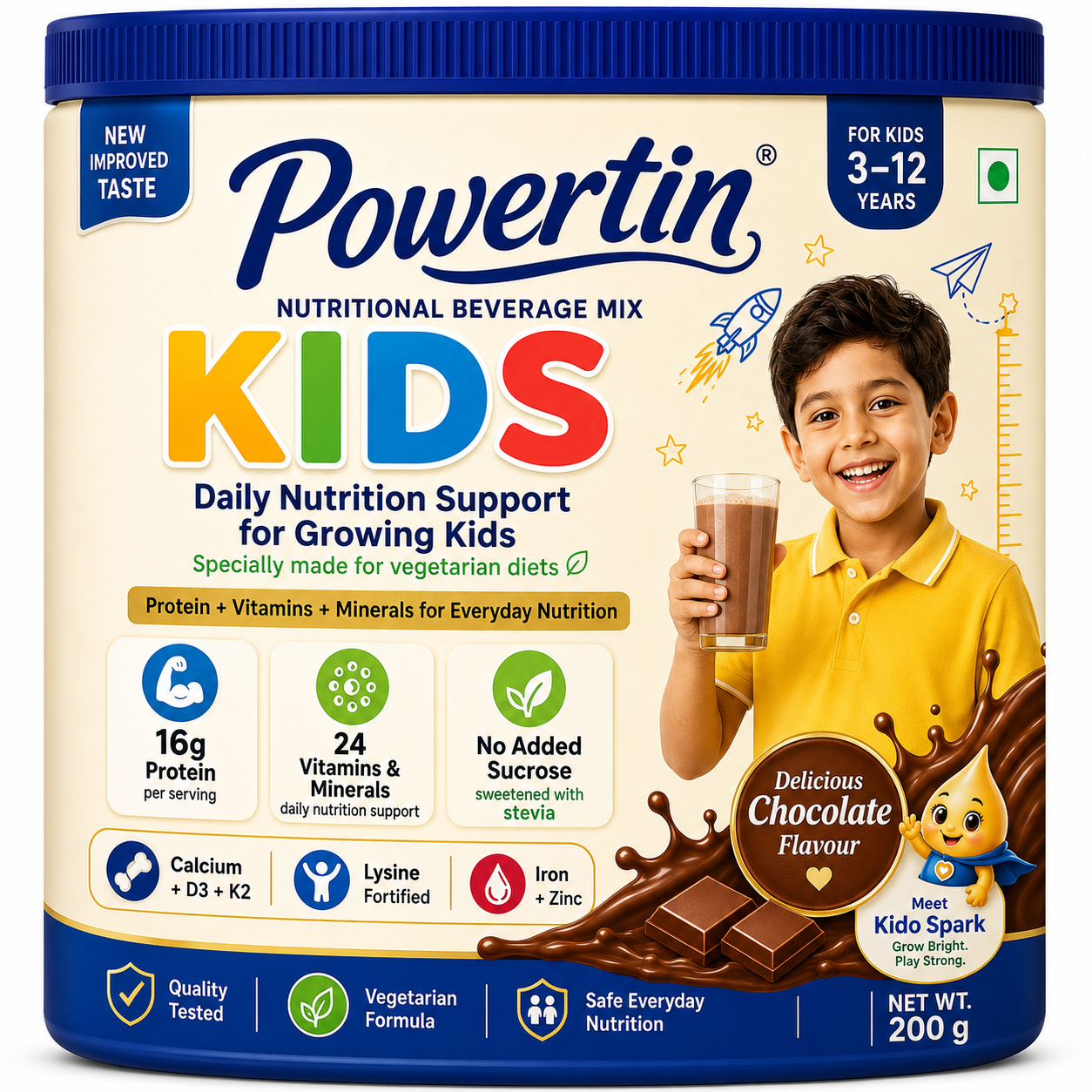 Powertin® Kids Nutritional Beverage Mix — Chocolate Flavour, 200 g