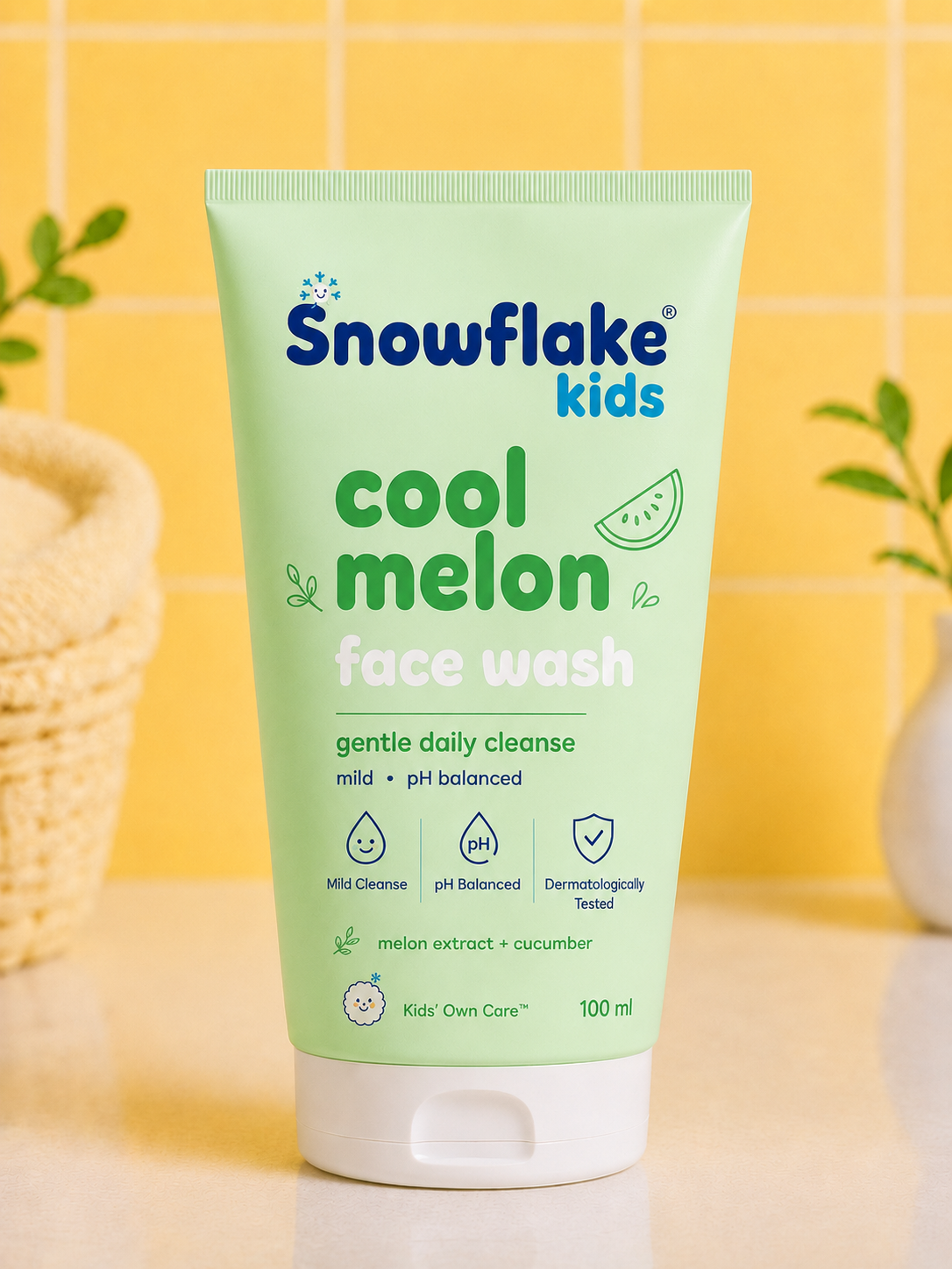 Snowflake Kids Cool Melon Face Wash – Mild pH Balanced Gentle Daily Cleanse, 100 ml