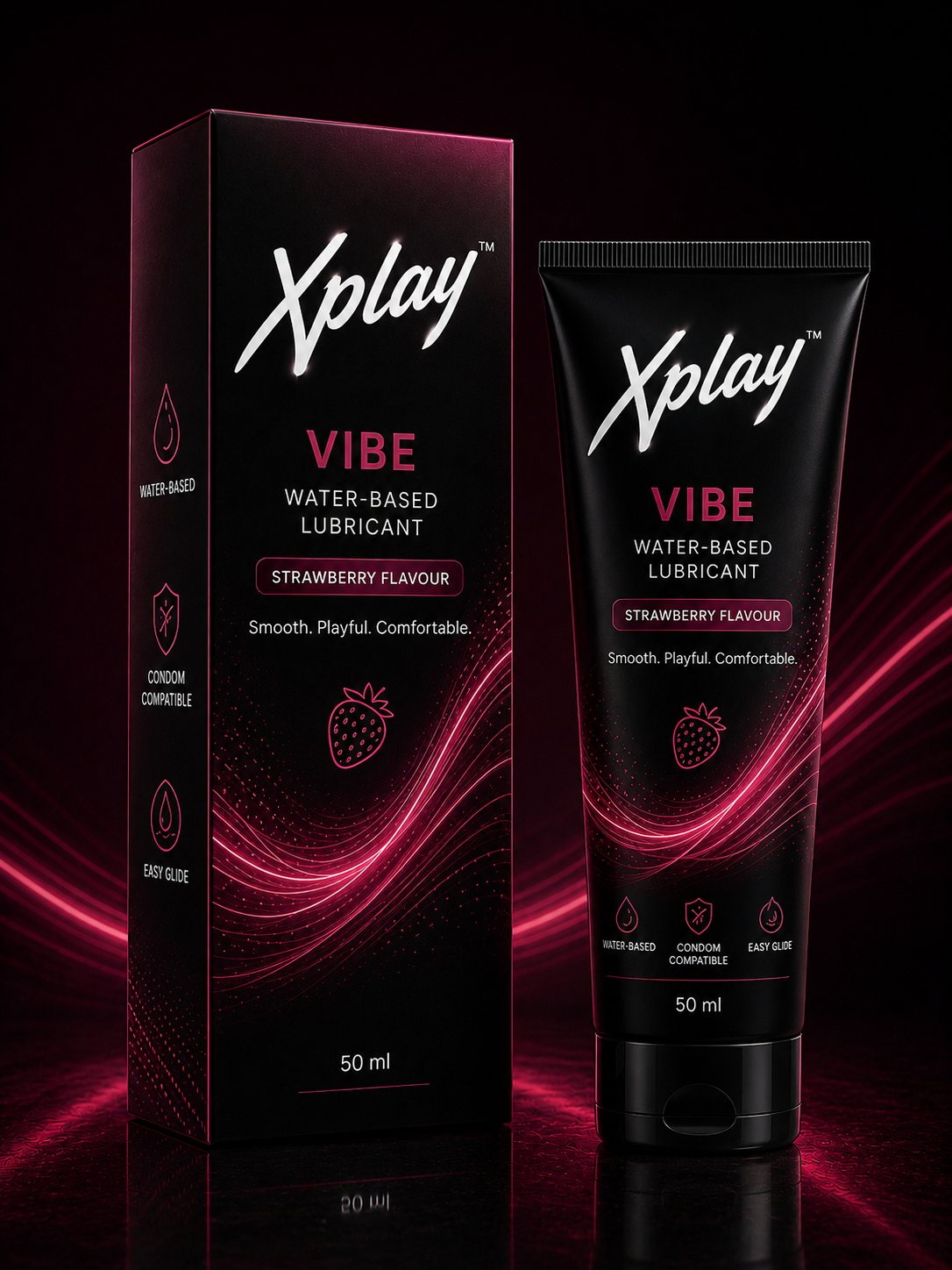 Xplay™ Vibe Water-Based Lubricant — Strawberry Flavour, 50 ml