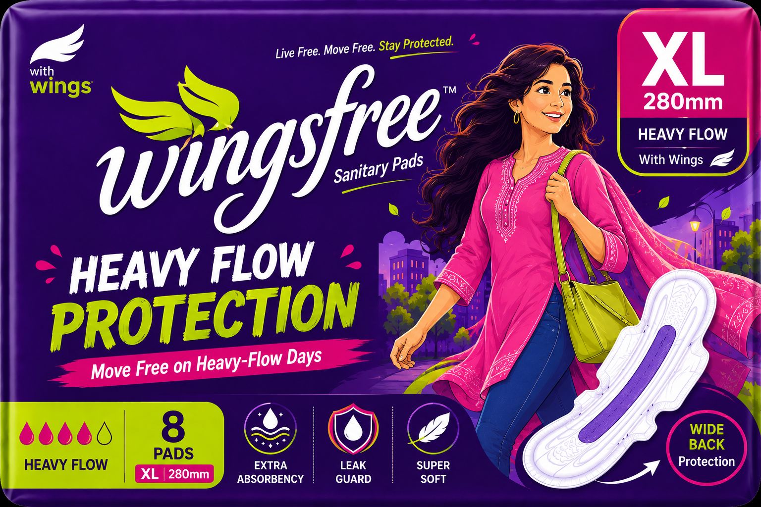 Wingsfree heavy flow protection pads XL