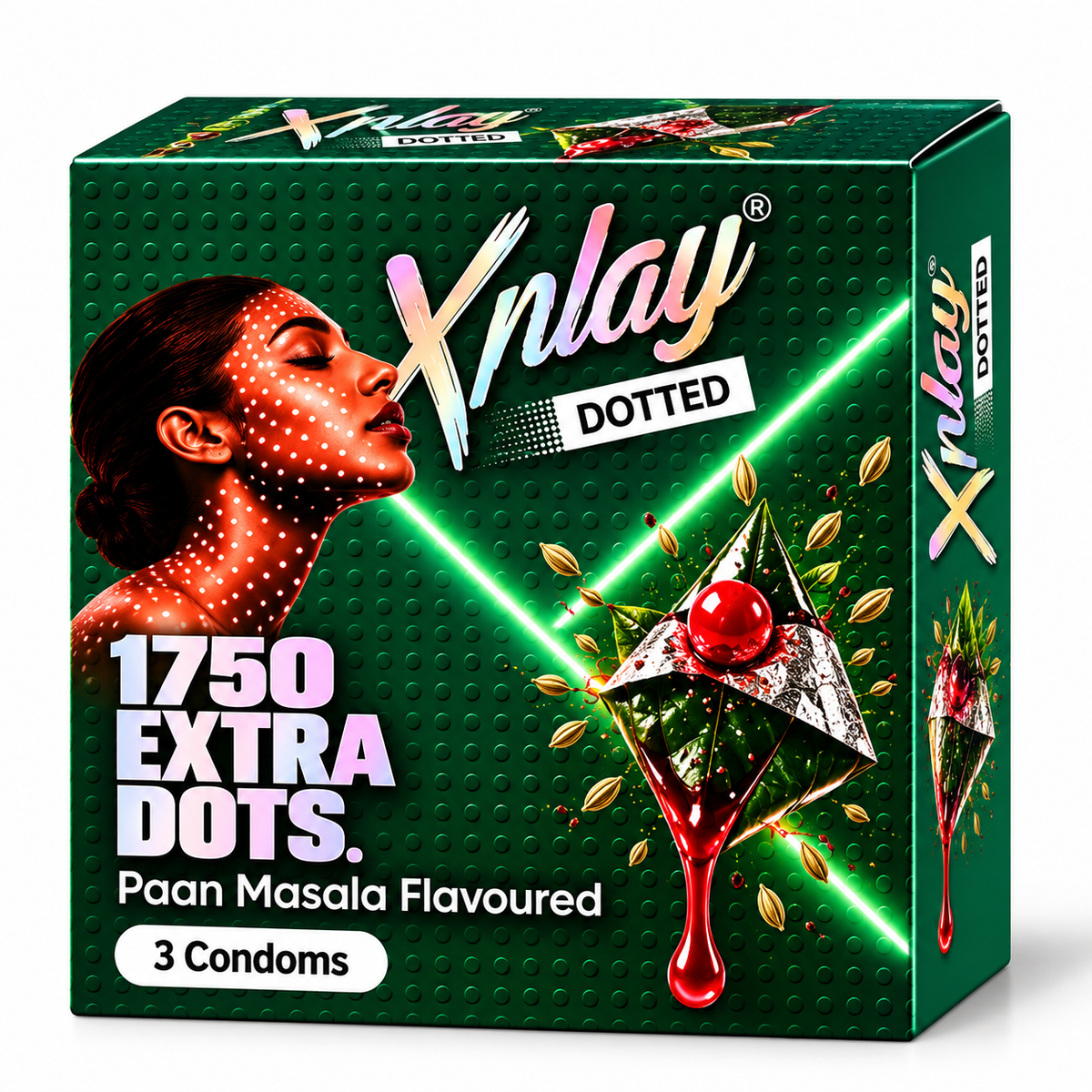 Xplay Dotted Paan  Flavoured Condoms – 1750 Extra Dots | Pack of 3